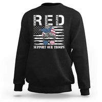 Red Friday Sweatshirt R.E.D Remember Everyone Deployed American Flag Messy Bun - Wonder Print Shop