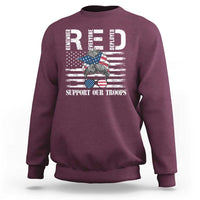 Red Friday Sweatshirt R.E.D Remember Everyone Deployed American Flag Messy Bun - Wonder Print Shop