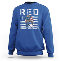 Red Friday Sweatshirt R.E.D Remember Everyone Deployed American Flag Messy Bun - Wonder Print Shop