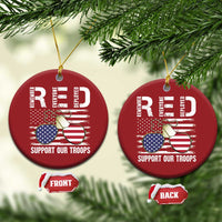 Red Friday Christmas Ornament R.E.D Remember Everyone Deployed American Flag Glasses Dog Tag - Wonder Print Shop