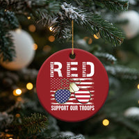 Red Friday Christmas Ornament R.E.D Remember Everyone Deployed American Flag Glasses Dog Tag - Wonder Print Shop