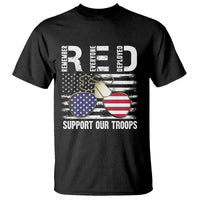 Red Friday T Shirt R.E.D Remember Everyone Deployed American Flag Glasses Dog Tag - Wonder Print Shop