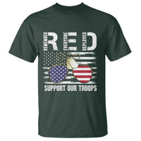 Red Friday T Shirt R.E.D Remember Everyone Deployed American Flag Glasses Dog Tag - Wonder Print Shop