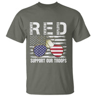 Red Friday T Shirt R.E.D Remember Everyone Deployed American Flag Glasses Dog Tag - Wonder Print Shop
