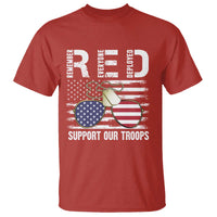 Red Friday T Shirt R.E.D Remember Everyone Deployed American Flag Glasses Dog Tag - Wonder Print Shop