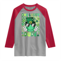 Retro St Patrick's Day Raglan Shirt One Lucky Dude Green Checkered Heart Groovy
