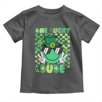 Retro St Patrick's Day Toddler T Shirt One Lucky Dude Green Checkered Heart Groovy