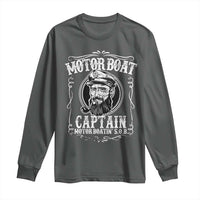 Motor Boat Captain Long Sleeve Shirt Funny Boating Pontoon Party Motor Boatin Lake Life
