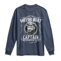 Motor Boat Captain Long Sleeve Shirt Funny Boating Pontoon Party Motor Boatin Lake Life