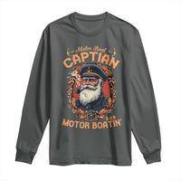 Funny Motor Boat Captain Long Sleeve Shirt Pontoon SOB Motor Boating Vintage