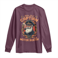 Funny Motor Boat Captain Long Sleeve Shirt Pontoon SOB Motor Boating Vintage