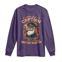 Funny Motor Boat Captain Long Sleeve Shirt Pontoon SOB Motor Boating Vintage