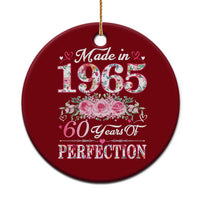 Happy 60th Birthday Floral Ceramic Ornament Made In 1965 60 Years of Perfection - Wonder Print Shop