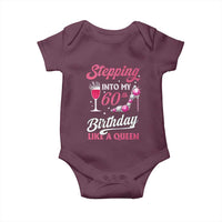 Stepping Into My 60th Birthday Baby Onesie Like A Queen Pink Wine Glass