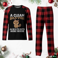 Funny Beaver Adult Humor Plaid Pajama Set A Clean Beaver Always Get More Wood - Wonder Print Shop