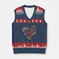 Canada Pride V-Neck Knit Sweater Vest Canadian Flag Maple Leaf - Wonder Print Shop