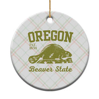 Beaver State Oregon Ceramic Ornament Est 1859 Vintage Flag - Wonder Print Shop
