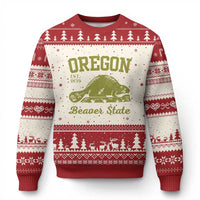 Beaver State Oregon Ugly Christmas Sweater Est 1859 Vintage Flag - Wonder Print Shop