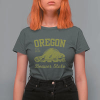 Beaver State Oregon T Shirt For Women Est 1859 Vintage Flag