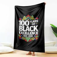 100 Years of Black Excellence 1926 2026 Throw Blanket African Tribal Pattern Heritage Celebrating Black History