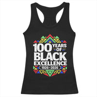100 Years of Black Excellence 1926 2026 Racerback Tank Top African Tribal Pattern Heritage Celebrating Black History