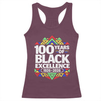 100 Years of Black Excellence 1926 2026 Racerback Tank Top African Tribal Pattern Heritage Celebrating Black History