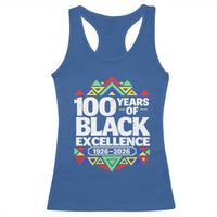 100 Years of Black Excellence 1926 2026 Racerback Tank Top African Tribal Pattern Heritage Celebrating Black History