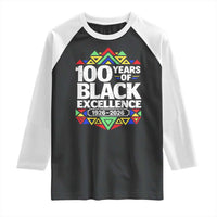 100 Years of Black Excellence 1926 2026 Raglan Shirt African Tribal Pattern Heritage Celebrating Black History