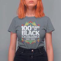 100 Years of Black Excellence 1926 2026 T Shirt For Women African Tribal Pattern Heritage Celebrating Black History