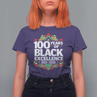 100 Years of Black Excellence 1926 2026 T Shirt For Women African Tribal Pattern Heritage Celebrating Black History