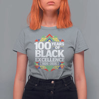 100 Years of Black Excellence 1926 2026 T Shirt For Women African Tribal Pattern Heritage Celebrating Black History