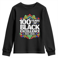 100 Years of Black Excellence 1926 2026 Youth Sweatshirt African Tribal Pattern Heritage Celebrating Black History
