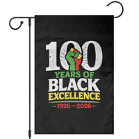 100 Years of Black Excellence 1926 2026 Garden Flag Pan-African Raised Fist Pride Honoring Black History Legacy