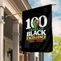 100 Years of Black Excellence 1926 2026 Garden Flag Pan-African Raised Fist Pride Honoring Black History Legacy