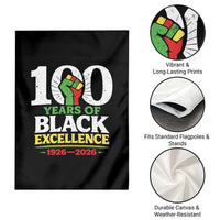 100 Years of Black Excellence 1926 2026 Garden Flag Pan-African Raised Fist Pride Honoring Black History Legacy