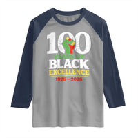 100 Years of Black Excellence 1926 2026 Raglan Shirt Pan-African Raised Fist Pride Honoring Black History Legacy