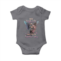 Gothic Skeleton Roses Baby Onesie In My Next Life I Want To Be The Karma Fairy Pink
