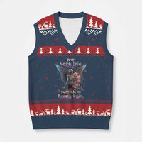 Gothic Skeleton Roses V-Neck Knit Sweater Vest In My Next Life I Want To Be The Karma Fairy Pink - Wonder Print Shop
