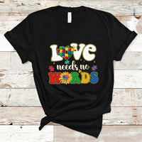 Love Needs No Words Autism Awareness Support Autistic Puzzle Pieces T Shirt - Wonder Print Shop
