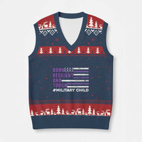 Military Child Born Resilient Tough V-Neck Knit Sweater Vest Month Of The Military Kids Army Soldier American Flag - Wonder Print Shop
