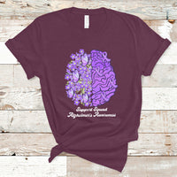 Alzheimer's Awareness T Shirt Support Squad Alzheimer's Warrior Dementia Forget-me-not Purple Ribbon - Wonder Print Shop