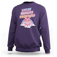 Protect Trans Kids Sweatshirt Satan Respects Pronouns Transgender Pride Trans Flag - Wonder Print Shop