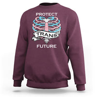 Protect Trans Kids Sweatshirt LGBT Support Protect Trans Future LGBT Pride Flag Skeleton - Wonder Print Shop