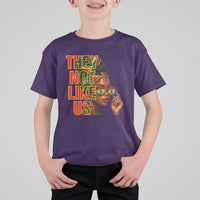 They Not Like Us Afro Queen T Shirt For Kid Melanin Magic Woman witth Headwrap and Sunglasses - Wonder Print Shop