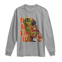 They Not Like Us Afro Queen Long Sleeve Shirt Melanin Magic Woman witth Headwrap and Sunglasses - Wonder Print Shop