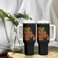 They Not Like Us Afro Queen Tumbler With Handle Melanin Magic Woman witth Headwrap and Sunglasses - Wonder Print Shop