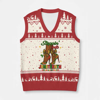 Stepping Into Juneteenth V-Neck Knit Sweater Vest Afro Diva High with African Pride - Wonder Print Shop