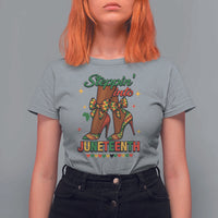 Stepping Into Juneteenth T Shirt For Women Afro Diva High with African Pride - Wonder Print Shop