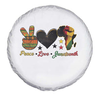 Peace Love Juneteenth Spare Tire Cover 1865 Heart Kente Peace Sign Africa Fist - Wonder Print Shop