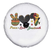 Peace Love Juneteenth Spare Tire Cover 1865 Heart Kente Peace Sign Africa Fist - Wonder Print Shop
